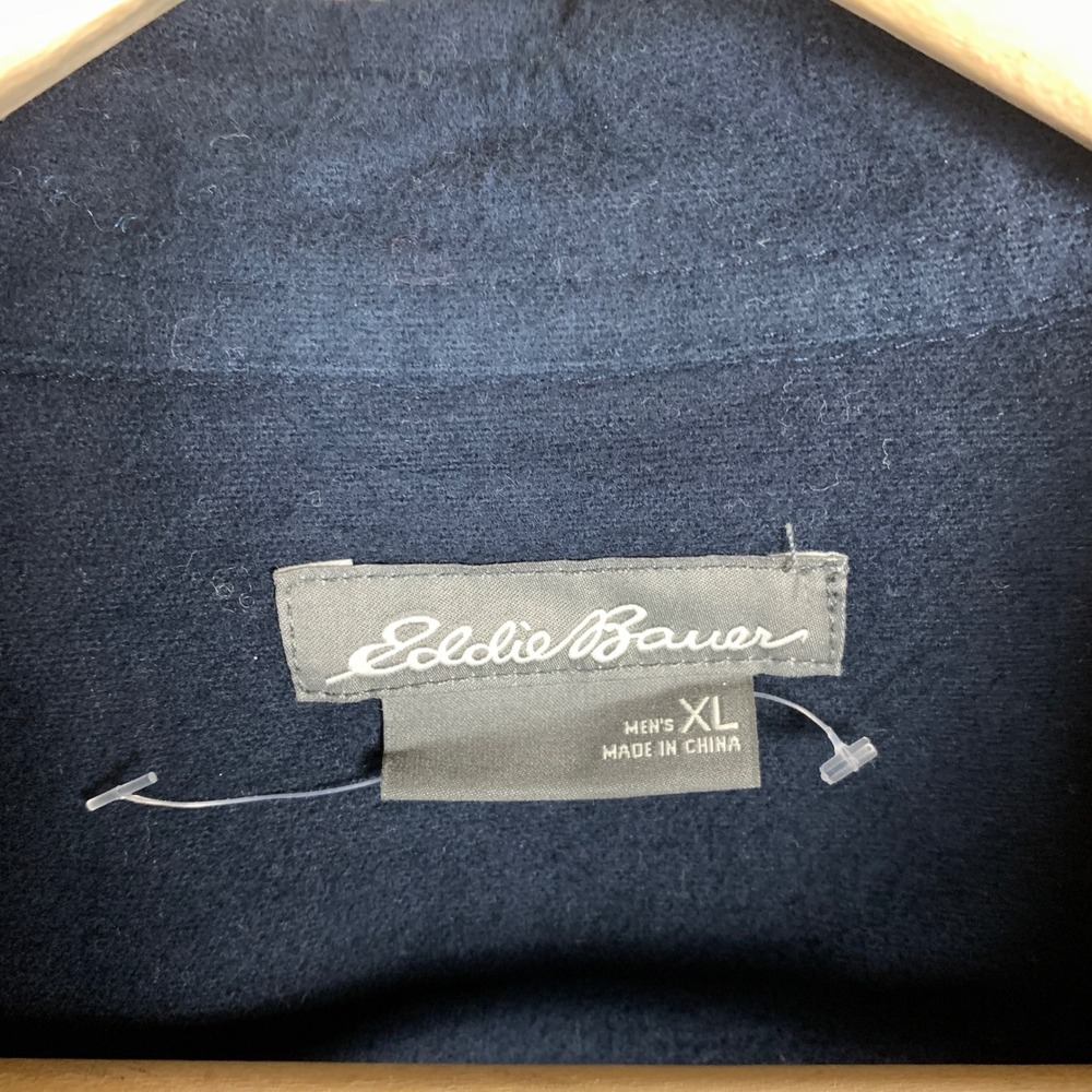 Eddie Bauer Double Brushed Chamois Shirt Mens XL Navy Boxy Long Sleeve 1624871 - Picture 4 of 7